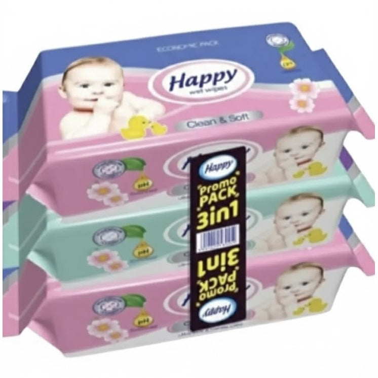 Happy Våtservetter Promo pack 3in1 8pak/24st