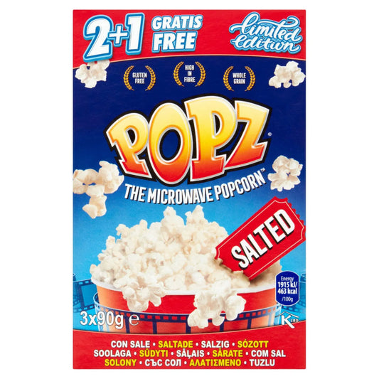 POPZ Microwave Popcorn Salted 3-P 90gr X12st