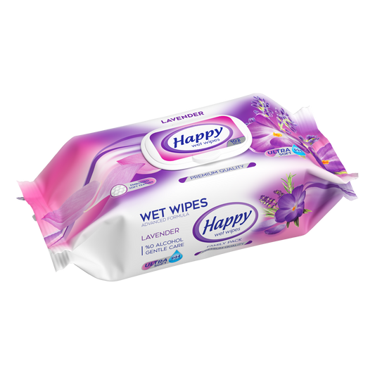Happy Våtservetter Lavendel Family pack 24st